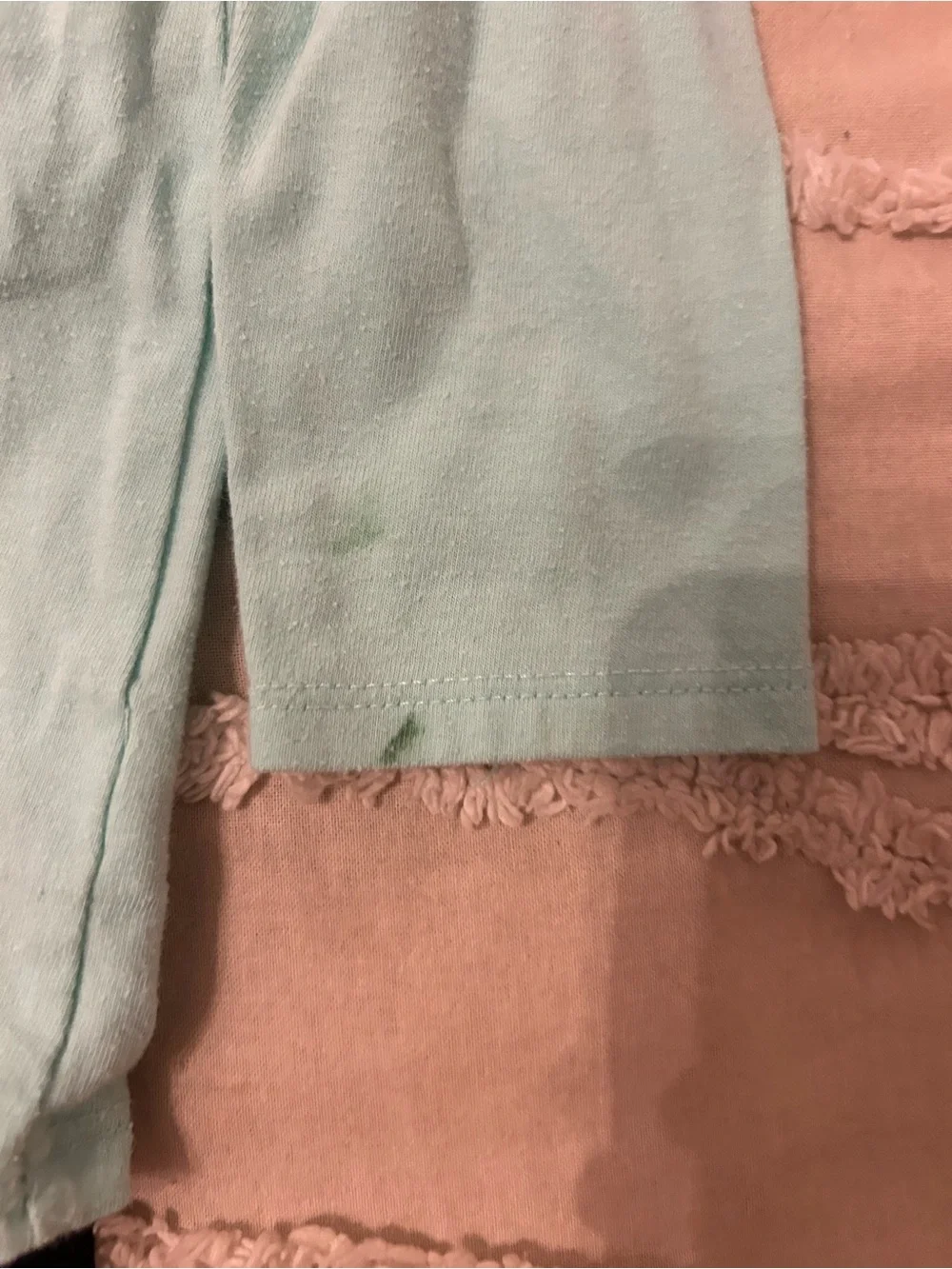 Cat & Jack Mint Green Ruffle Shoulder Long-Sleeve Top and black leggings
